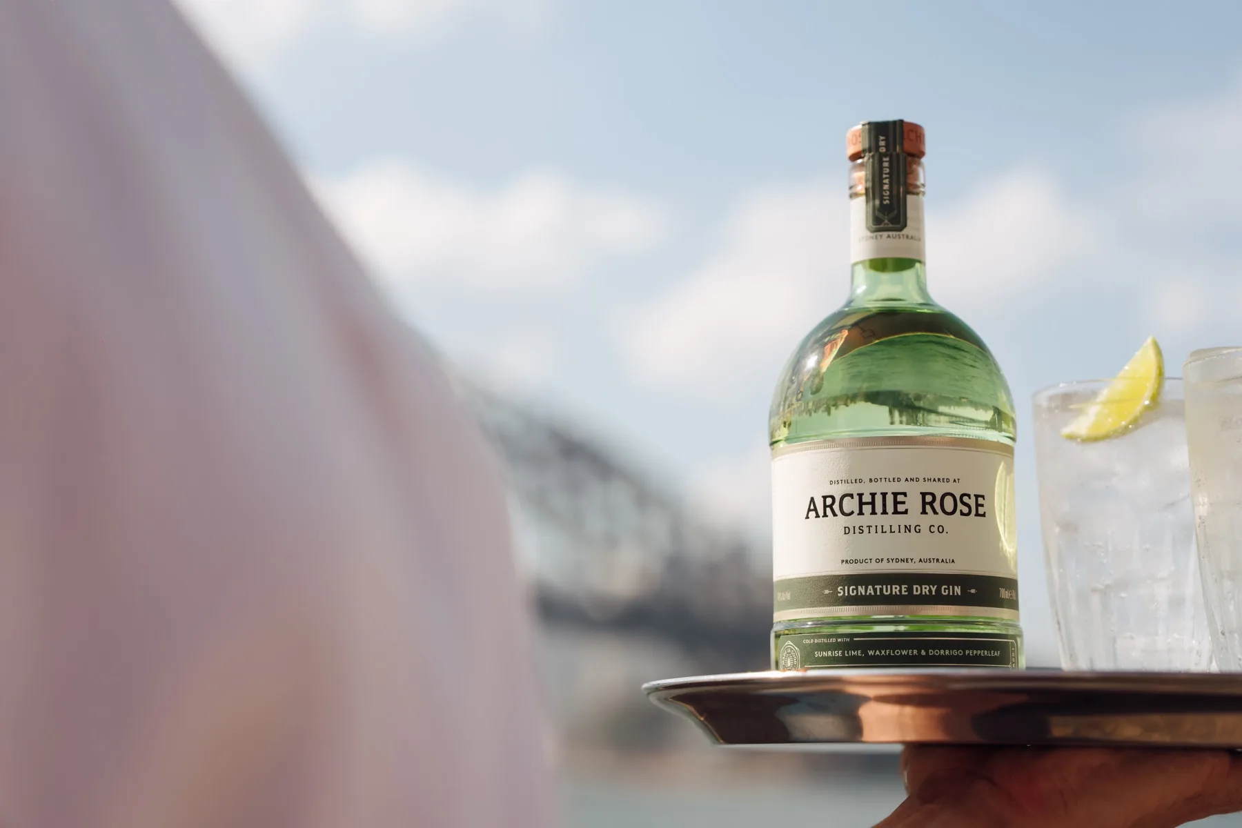 Hospitality photography by The M1 Group, cocktails served on Sydney Harbour