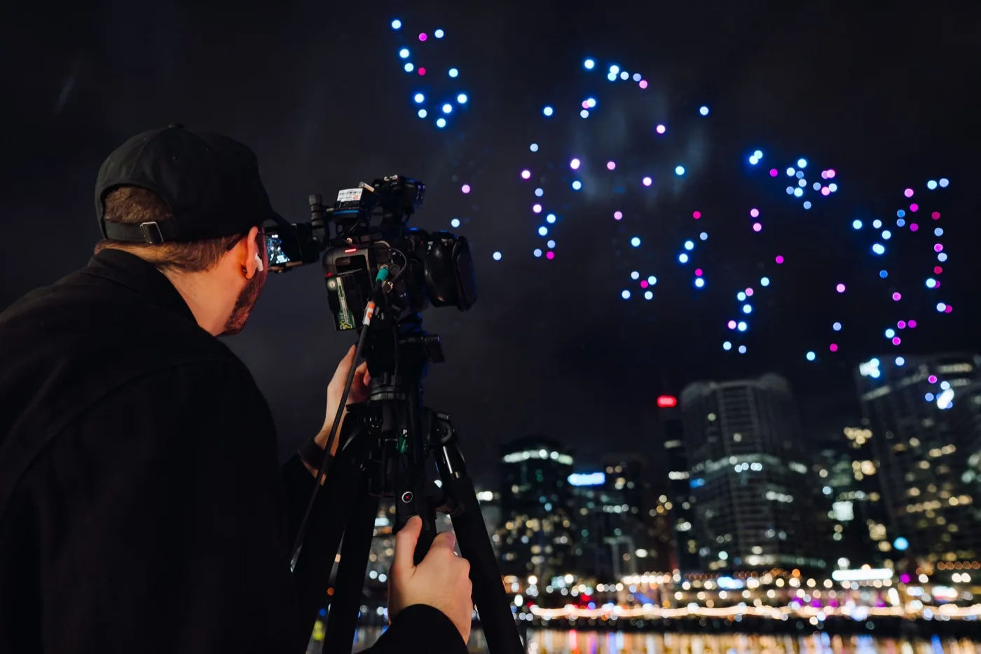 Broadcasting a live drone show, Sydney, The M1 Group